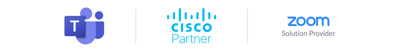 Microsoft Teams, Cisco, and Zoom logos