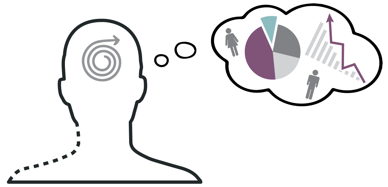 line art image of person thinking about Business Statistics