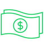 Green money icon with dollar sign