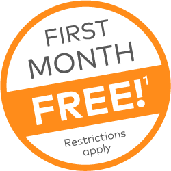 First month free! Restrictions apply.