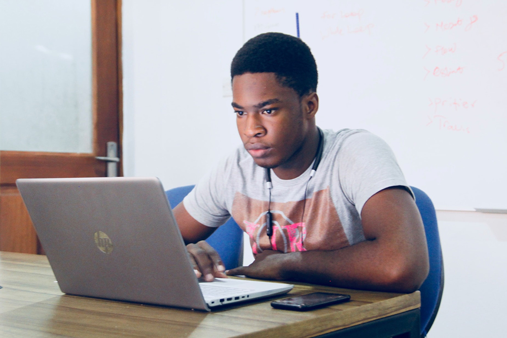 Male student at computer