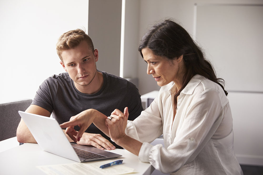 Student and parent at computer