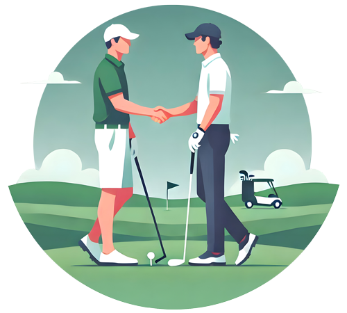 two golfers shaking hands