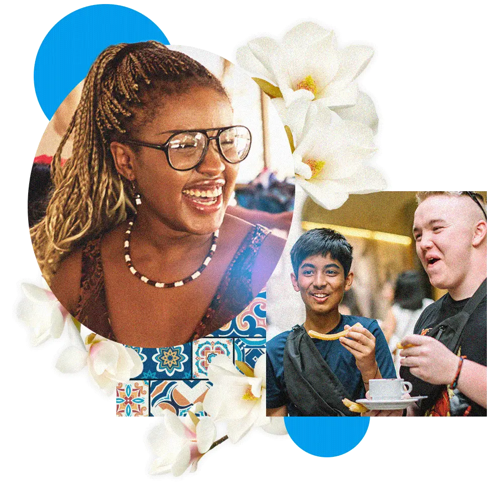 Japan buildings with fall leaves